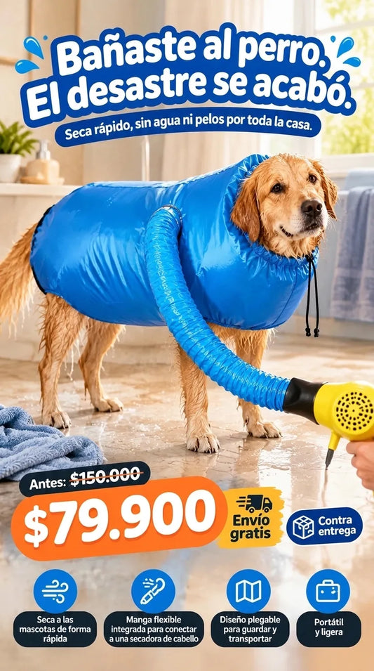 Secador de Pelo Plegable Portátil para Perros